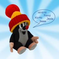 Der Kleine Maulwurf sprechend sitzend 18cm mit roter Mtze