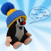 Der Kleine Maulwurf sprechend sitzend 18cm mit blauer Mtze