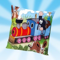 Kissen Maulwurf klein Motiv Eisenbahn 25x25cm